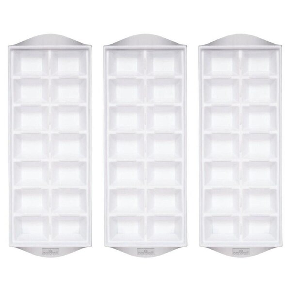 3PK Barcraft Plastic Flexible 14-Ice Cube Tray Large Square Mould/Mold White