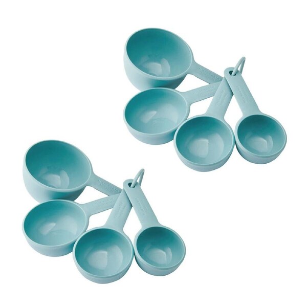 2x 4pc Kitchenaid Plastic Measuring Cup Baking/Cooking Utensil Set Mineral Water