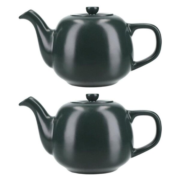 2PK La Cafetiere Stoneware Classic Teapot Kettle Serving/Brewing Pot 600ml Green