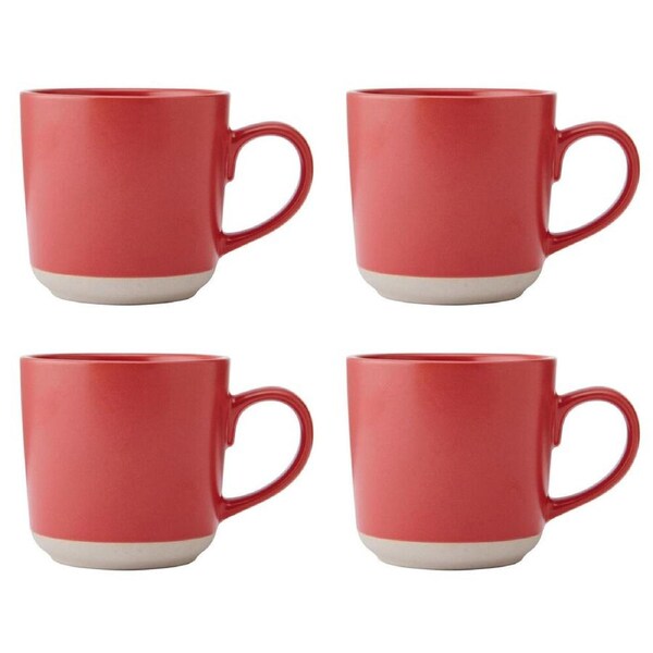 4PK La Cafetiere Ceramic Coffee Mug Tea/Espresso/Milk Cup Drinkware 350ml Red