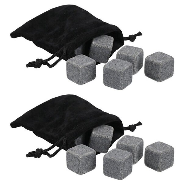 2x 9pc Barcraft Whisky Stones/Ice Cubes Reusable Cooling Rocks w/Pouch Set Grey
