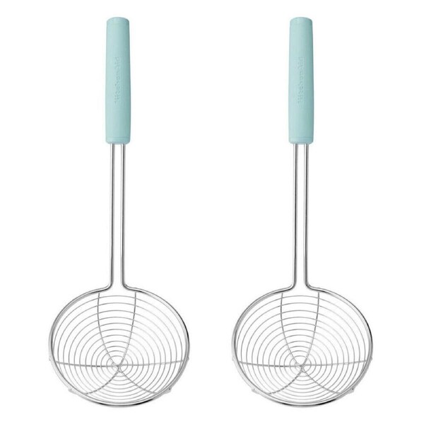 2PK Kitchenaid Soft Grip Metal Skimmer Strainer Cooking Utensil Mineral Water