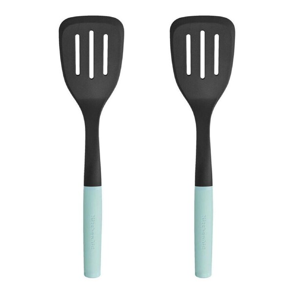 2PK Kitchenaid Soft Grip Plastic Slotted Turner Cooking Utensil Mineral Water