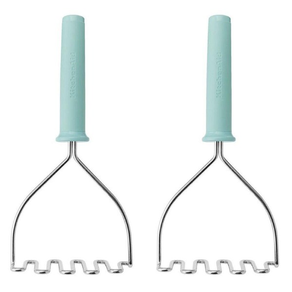 2PK Kitchenaid Soft Grip Metal Masher Potato Mash Cooking Utensil Mineral Water
