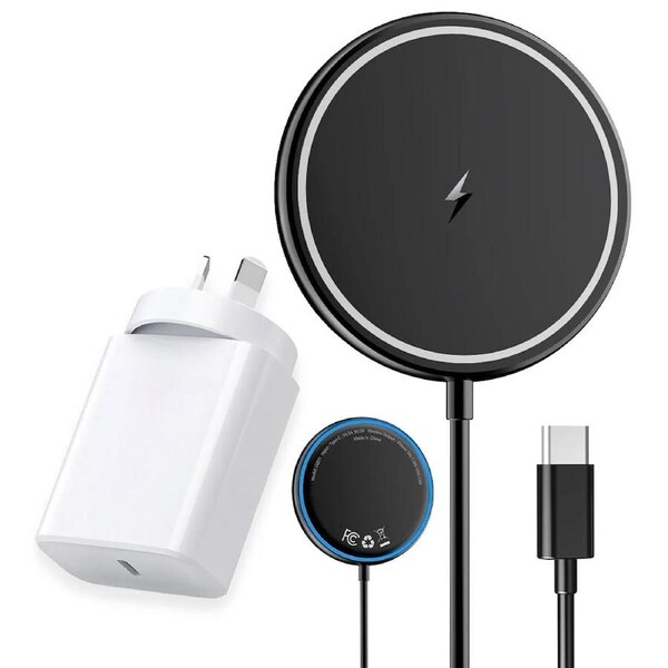 15W Magnetic Wireless Charging Pad for iPhone & Airpods Fast Charger Black Power Adapter