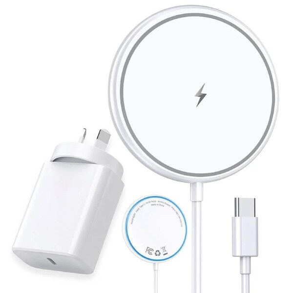 15W Magnetic Wireless Charging Pad for iPhone & Airpods Fast Charger White Power Adapter