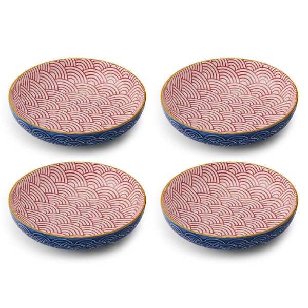 4PK Mikasa Arched Pattern Ceramic Bowl Salad Serving Round Dinnerware 21cm Blue