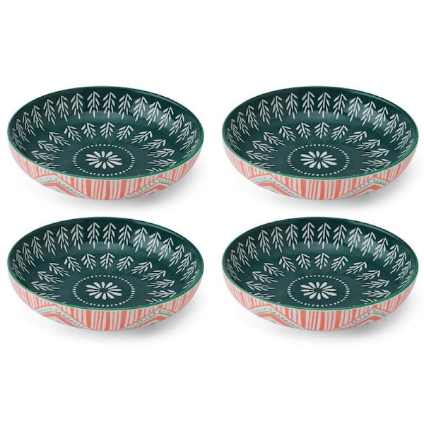 4PK Mikasa Folk Pattern Ceramic Bowl Dish Salad Serving Round Dinnerware 21cm