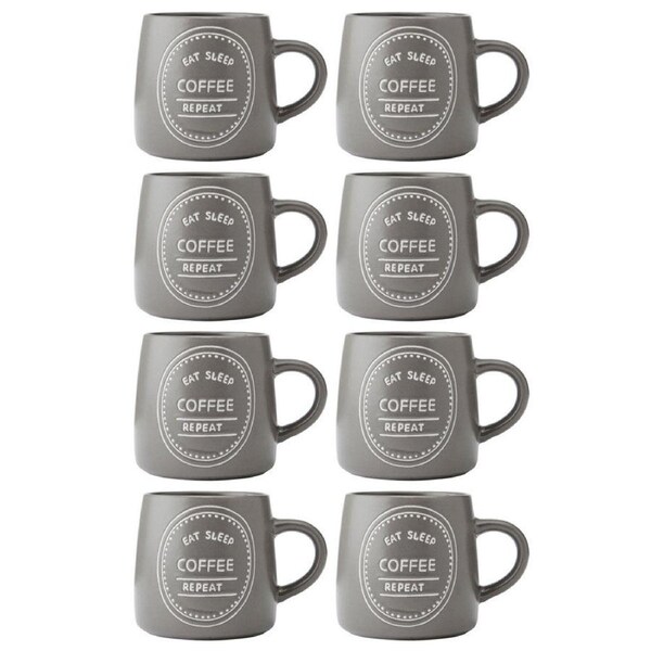 8PK Mikasa 400ml Eat Sleep Coffee Repeat Coffee Mug Cup Stoneware Drinkware BRN