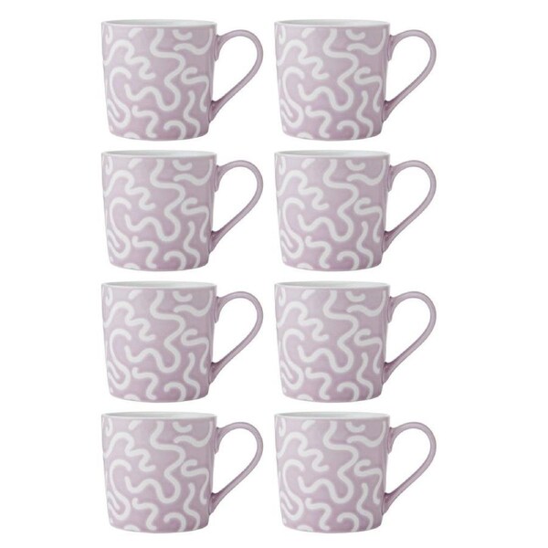 8PK Mikasa 360ml Textured Purple Swirl Coffee Mug Cup Stoneware Drinkware Purple