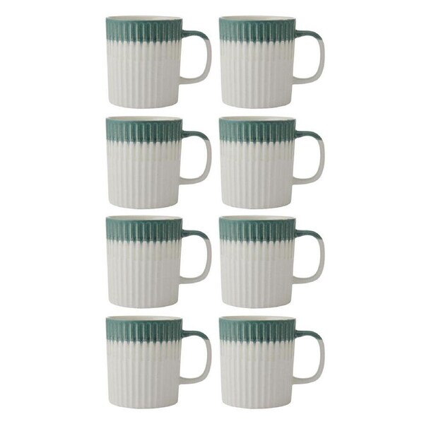 8PK Mikasa 410ml Textured Coffee Mug Cup Stoneware Drinkware w/ Handle Green