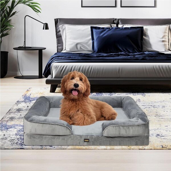 Pawz Memory Foam Pet Sofa Bed Cushion Dog Cat Mat Washable Removable Orthopedic Grey -71cm x 58cm x 18cm