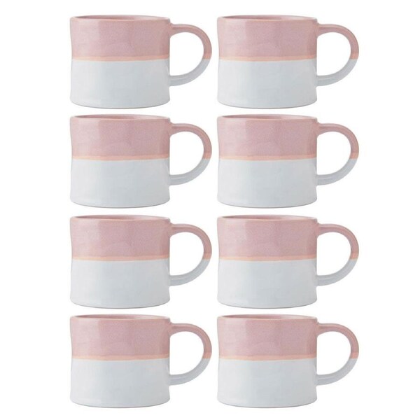8PK Mikasa 350ml Ombre Coffee Mug Tea Cup Clay Drinkware w/ Handle Pink/White