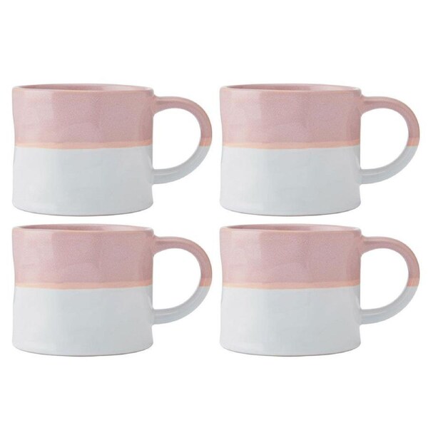 4PK Mikasa 350ml Ombre Coffee Mug Tea Cup Clay Drinkware w/ Handle Pink/White