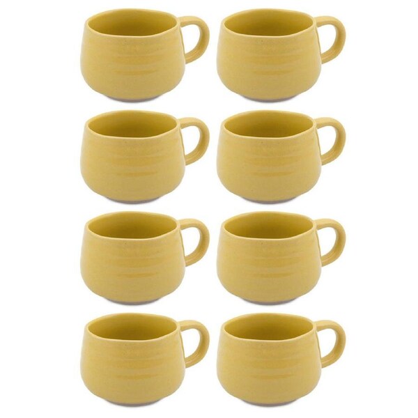 8PK Jamie Oliver Big Love Cosy Cuppa Coffee Mug w/ Handle 375ml Stoneware Yellow