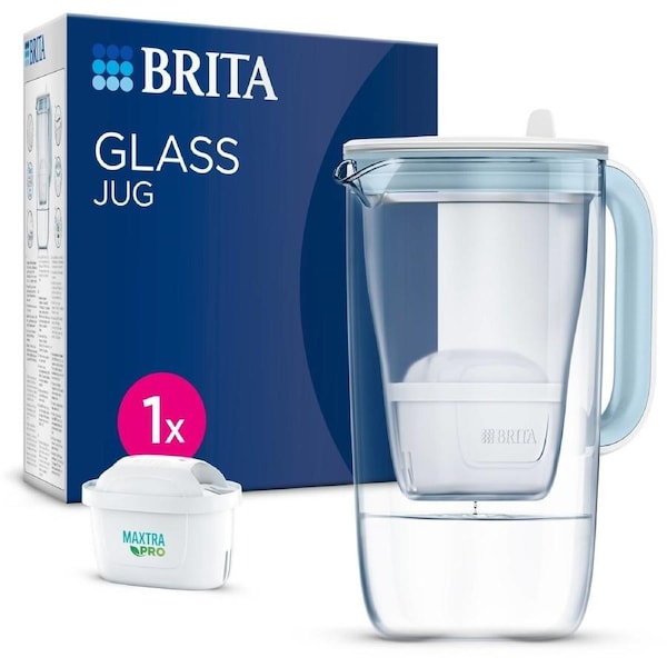 Brita Water Filter Glass Jug 2.5L - Soft Blue