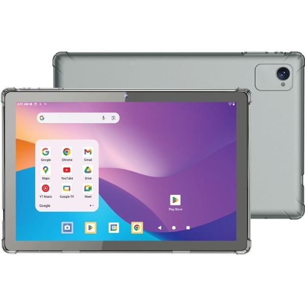 DGTEC 10.1" Tablet Silver with Clear Bumper Case
