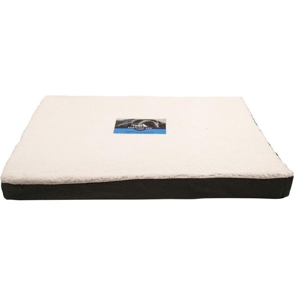 Tails Rectangle Foam Pet Bed with Faux Sherpa Large - Green & White