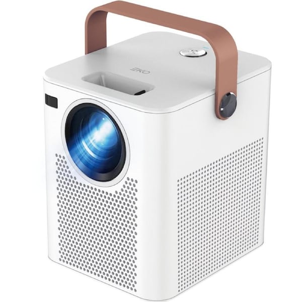 EKO 720P Projector with Built in Speaker/120 ANSI Lumens and Carry Handle - White