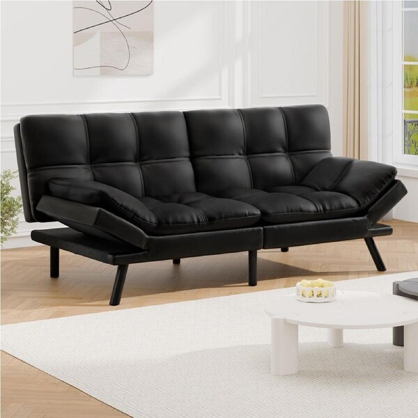 ALFORDSON Sofa Bed Couch 3 Seater Recliner Lounge Black