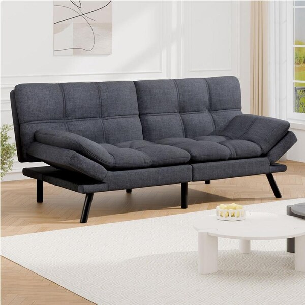 ALFORDSON Sofa Bed Couch 3 Seater Lounge Recliner Fabric Grey