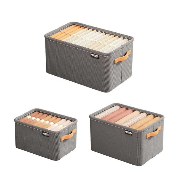 3PCS Clothes Storage Box Fabric Organizer Basket Storage Containers Organizer