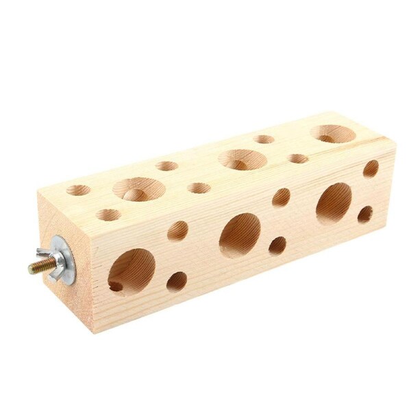 Parrot Chewing Wood Bird Drilling Toys Stand Station Stick for Pet Birds Play