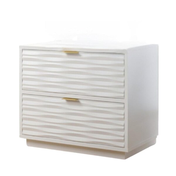 Design Square Luther Modern Classic Wooden End Lamp Side Table 2-Drawers White