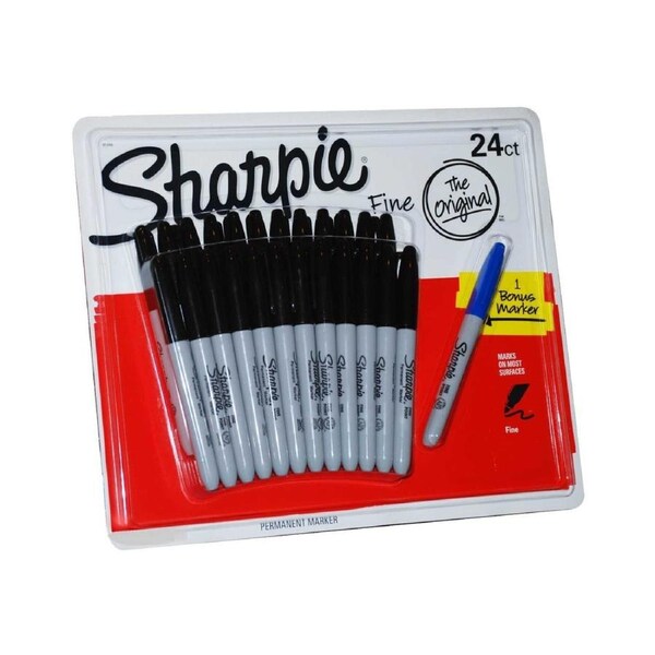 Sharpie Permanent Marker 24+1 Bold Fine Tip Quick Drying Original Black