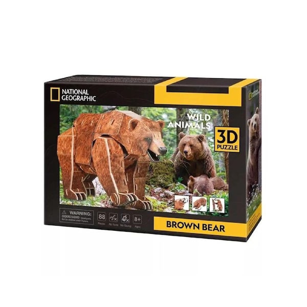 National Geographic Brown Bear 3D Puzzle 21.5x13cm Kids/Children Game 8y+