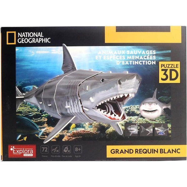 National Geographic Great White Shark 3D Puzzle 38x15cm Kids/Children Game 8y+