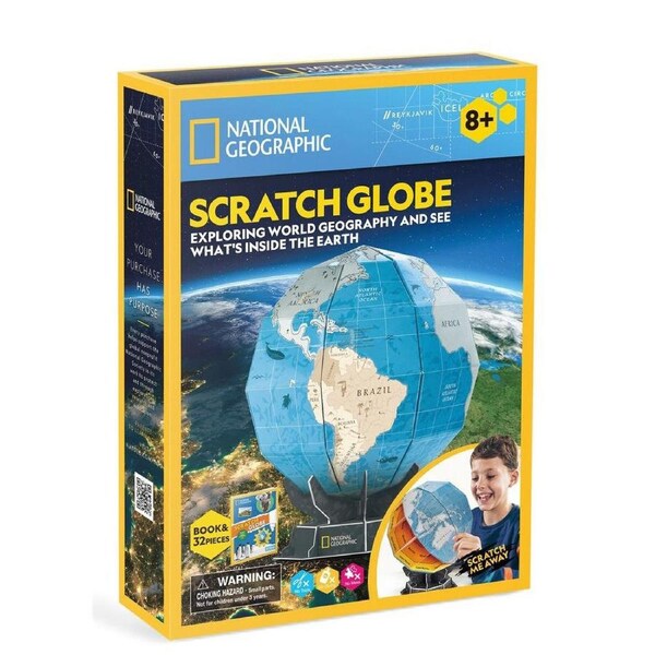 National Geographic Scratch Globe Kids/Childrens 3D Puzzle 20.5x20.5x24.2cm 8y+