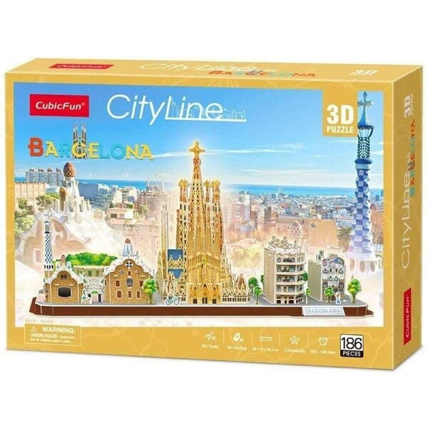 Cubic Fun City Line Barcelona Kids/Childrens 3D Puzzle 54x17x26.2cm 8y+
