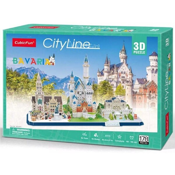 Cubic Fun City Line Bavaria Kids/Childrens 3D Puzzle 48x22.4x26.9cm 8y+