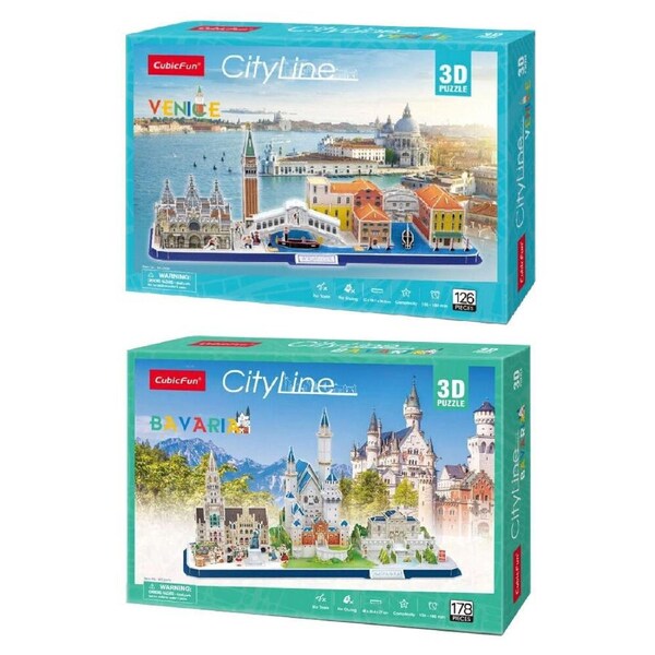 2pc Cubic Fun City Line Bavaria and Venice Kids/Childrens 3D Puzzles 8y+