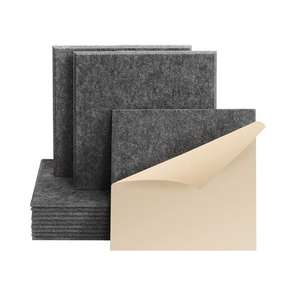 iDeer Life Acoustic Foam 12Pcs Sound Absorbing Panels Wall Tiles Square (Dark Grey)