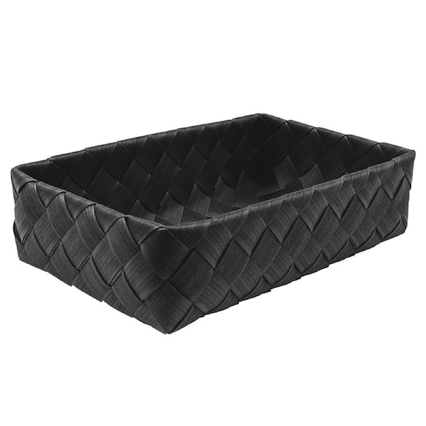 Kitchen Rectangular Tray With Net Icon Chef Flat Weave Rectangular Tray Black - Medium | Woolworths