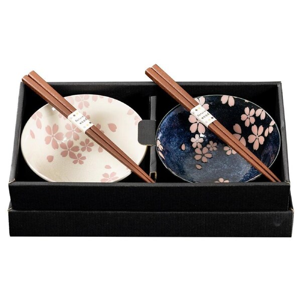 Omotenashi Hassuizakura Set of 2 Donburi Bowls & Chopsticks