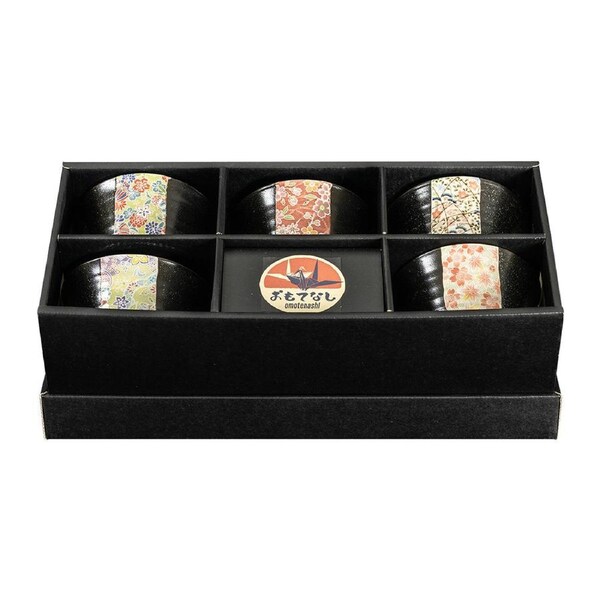 Omotenashi Hanayuzen Chazukedon Set of 5 Tea Bowls - 420ml