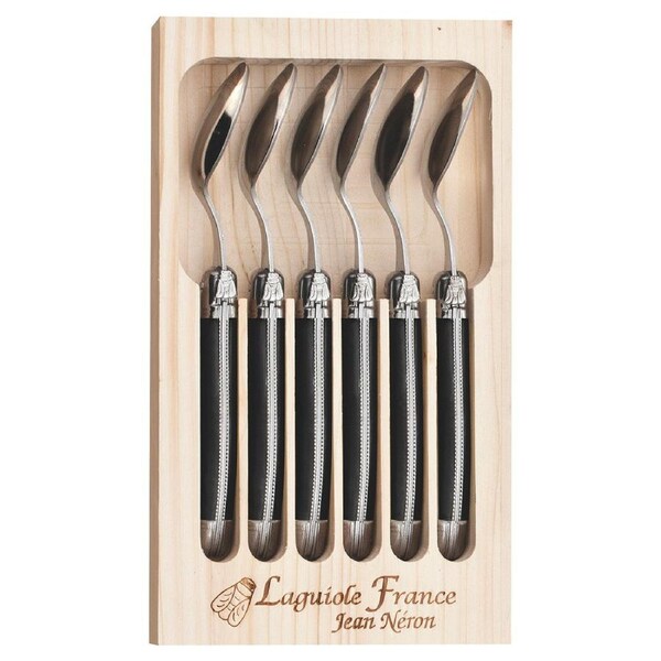 Laguiole Jean Neron 6pc. Coffee Spoon Set - Black