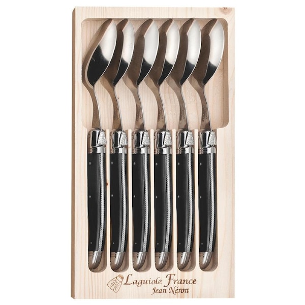 Laguiole Jean Neron 6pc. Soup/Dessert Spoon Set - Black