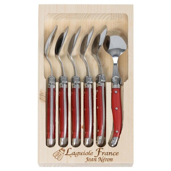 Laguiole Jean Neron 6pc. Coffee Spoon Set - Red