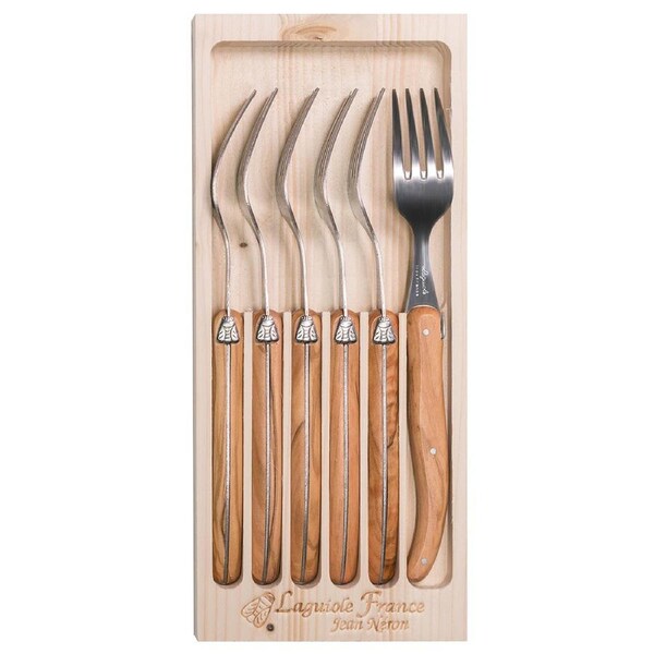 Laguiole Jean Neron 6pc. Fork Set - Olive Wood