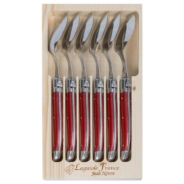 Laguiole Jean Neron 6pc. Soup/Dessert Spoon Set - Red