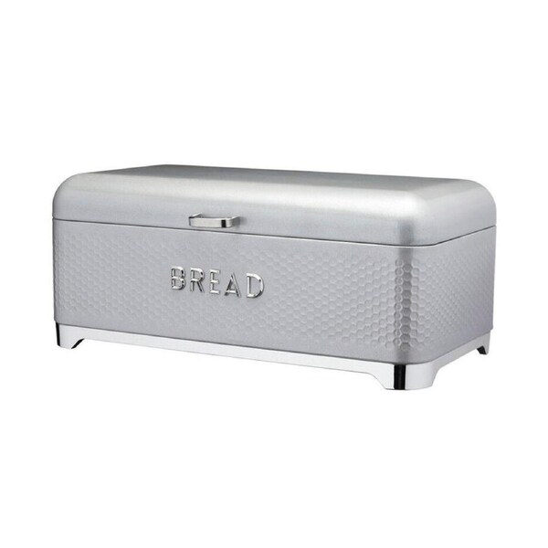 Lovello Carbon Steel Textured Bread Bin Storage Container 42x22cm Shadow Grey