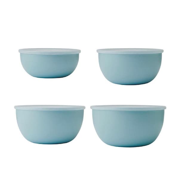 4pc KitchenAid Plastic Meal Prep Serving Soup Bowls Set w/ Lid Mineral Water