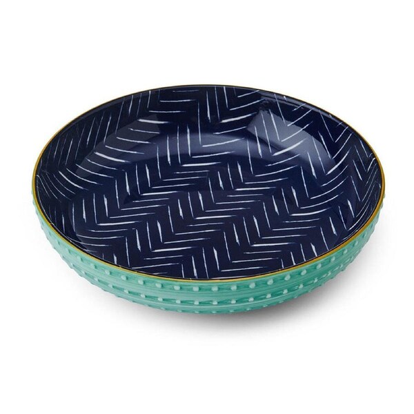 Mikasa Stoneware Indigo Chevron Ceramic Kitchen Serving Bowl Dishware 21cm