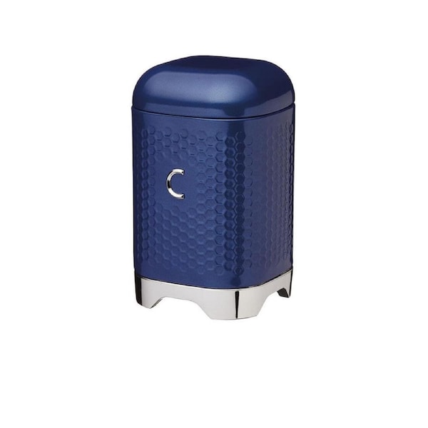 Lovello Carbon Steel Retro Coffee Canister w/ Geometric Finish Midnight Navy