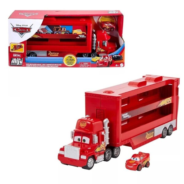 Disney Pixar Cars Mack Mini Racers Hauler With Lightning McQueen Diecast Car