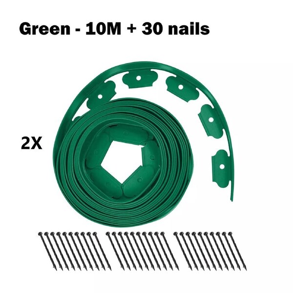 Green 20M Fence Landscape Garden Lawn Edging Border Flexible Plant Grass Barriers